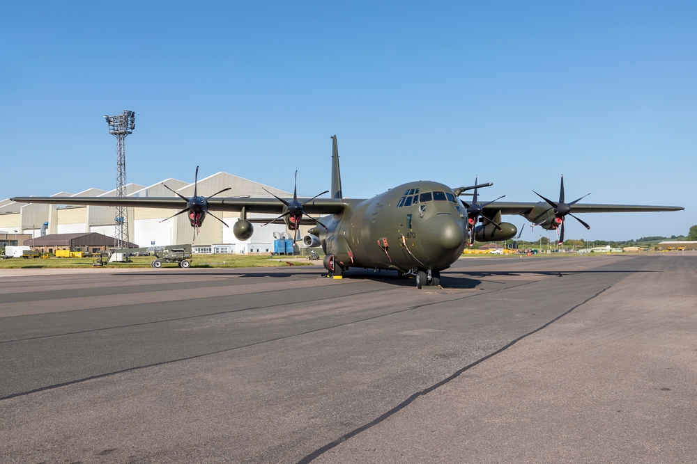 Carterton,,Oxfordshire,,Uk,-,May,27,,2023:,Raf,C-130j,Hercules defense and public sector