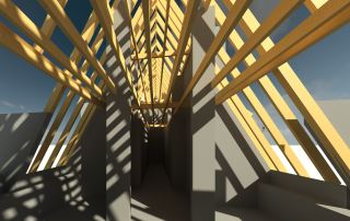 Interior render for refurbishment of historic school building